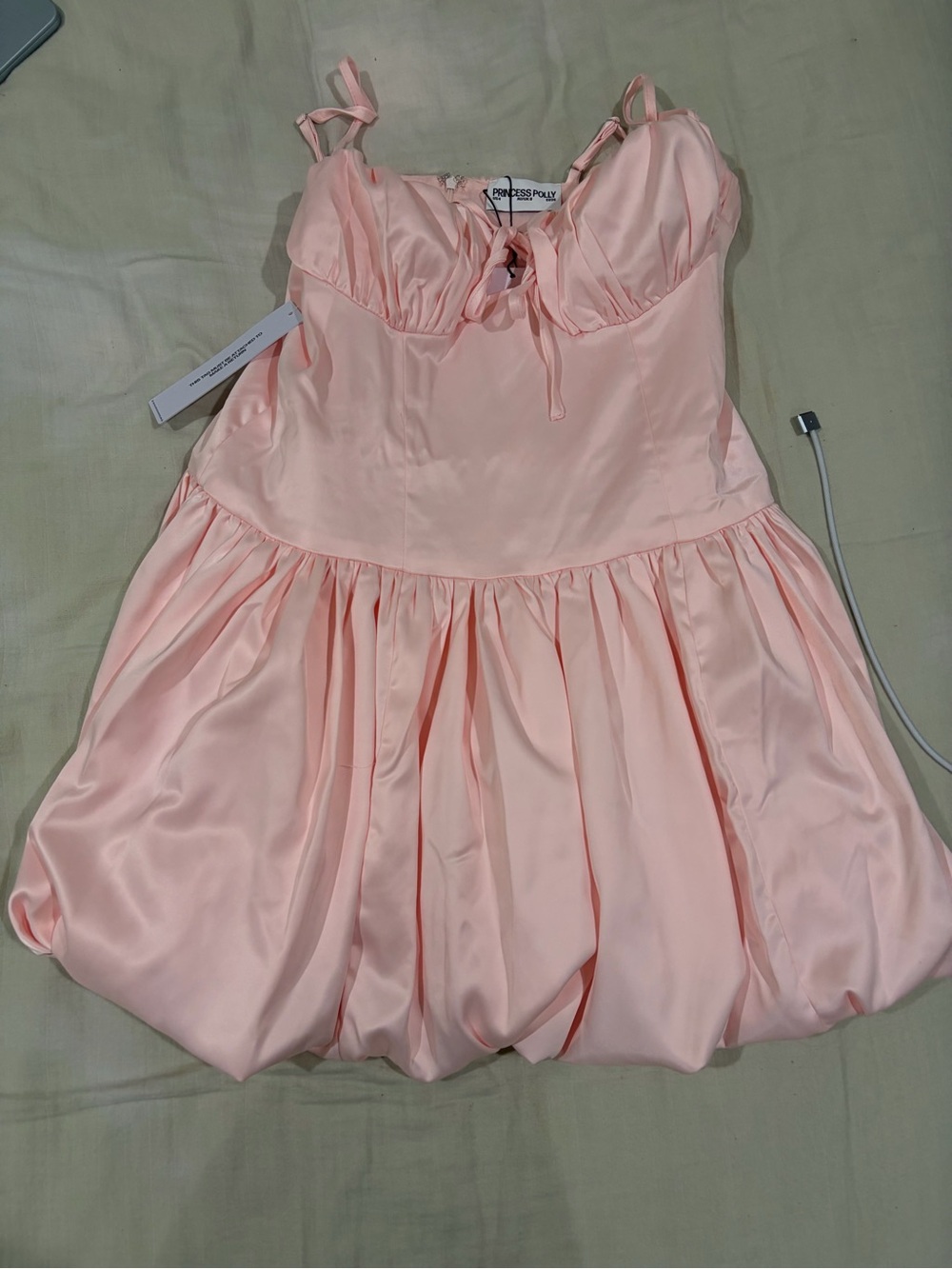 Princess Polly Pale Pink Satin Bubble Mini Dress
